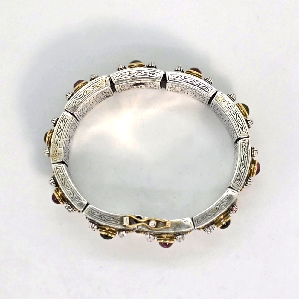 Konstantino Silver and 18K Gold Ornate Bracelet with Gemstone Accents - Picture 11 of 14